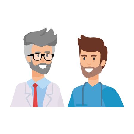 professionals doctor and surgeon characters vector illustration designのイラスト素材