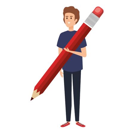young teacher with pencil character vector illustration designのイラスト素材