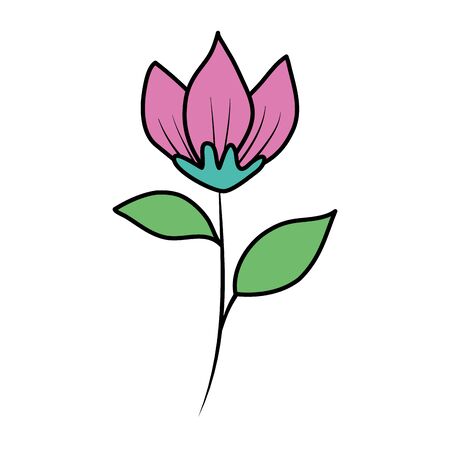 beautiful flower and leafs decorative icon vector illustration designのイラスト素材