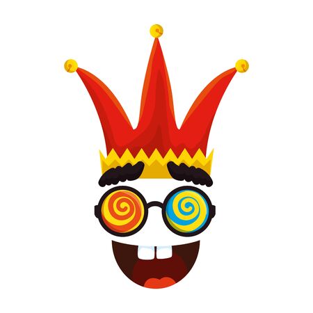 jester hat with glasses and smile fools day icon vector illustration designのイラスト素材