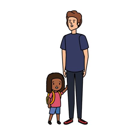 father with daughter characters vector illustration designのイラスト素材