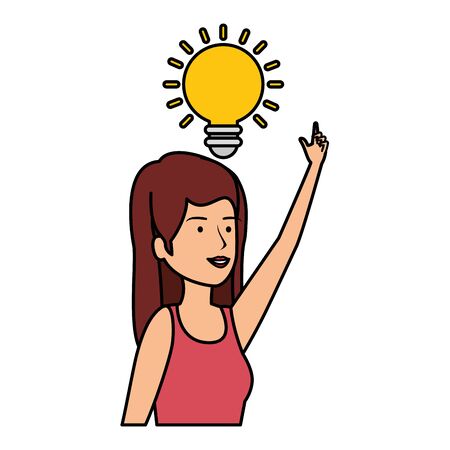 beautiful woman with bulb vector illustration designのイラスト素材