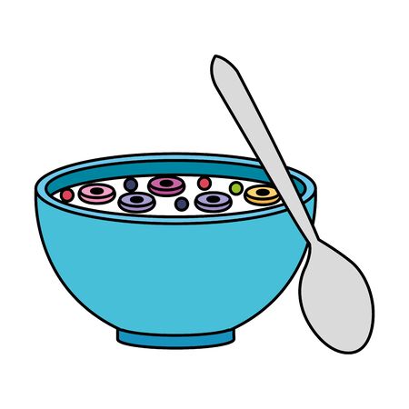 cereal dish with spoon vector illustration designのイラスト素材