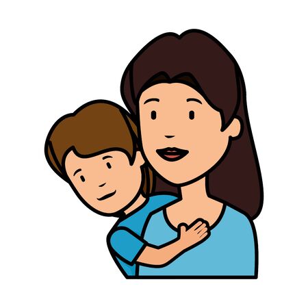 beautiful mother lifting son vector illustration designのイラスト素材
