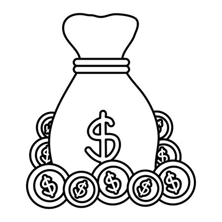 sack with coins dollars vector illustration designのイラスト素材
