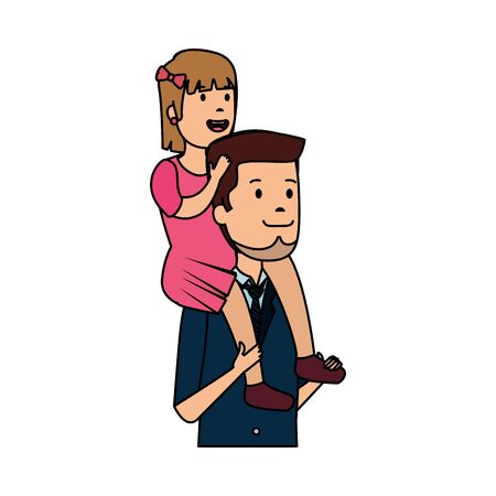 father with daughter characters vector illustration designのイラスト素材