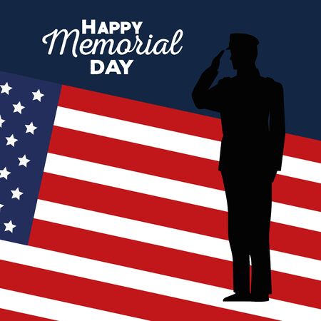 soldier with usa flag to celebration holiday vector illustrationのイラスト素材