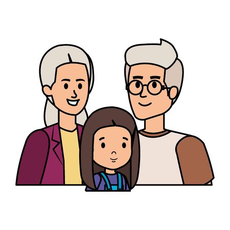 cute grand parents couple with grandaughter vector illustration designのイラスト素材
