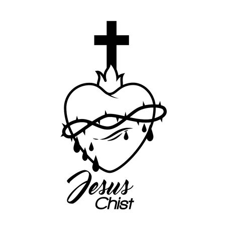 sacred jesus heart icon vector illustration designのイラスト素材