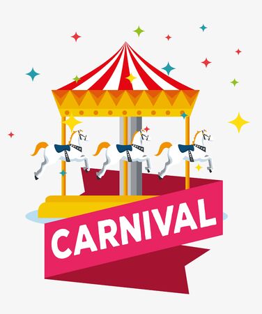 carnival with merry go round and ribbon decoration vector illustrationのイラスト素材