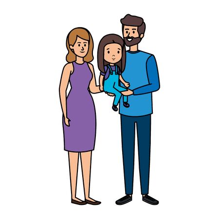 parents couple with daughter characters vector illustration designのイラスト素材