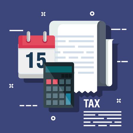 invoice report with calendar finance and calendar vector illustrationのイラスト素材