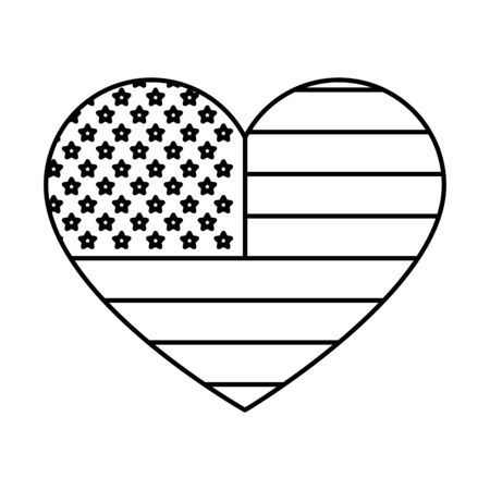 heart with united states of america flag vector illustration designのイラスト素材