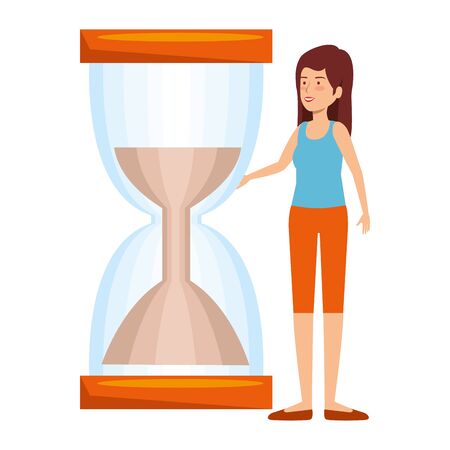 beautiful woman with hourglass vector illustration designのイラスト素材