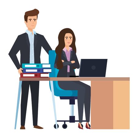 business couple in the workplace vector illustration designのイラスト素材