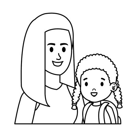 young mother with little daughter vector illustration designのイラスト素材