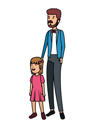 father with daughter characters vector illustration designのイラスト素材