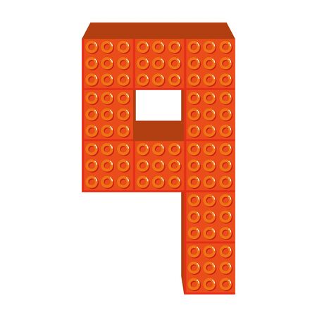 number nine with toy pieces vector illustration designのイラスト素材
