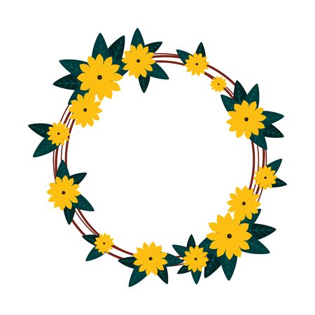 circular floral decoration icon vector illustration designのイラスト素材