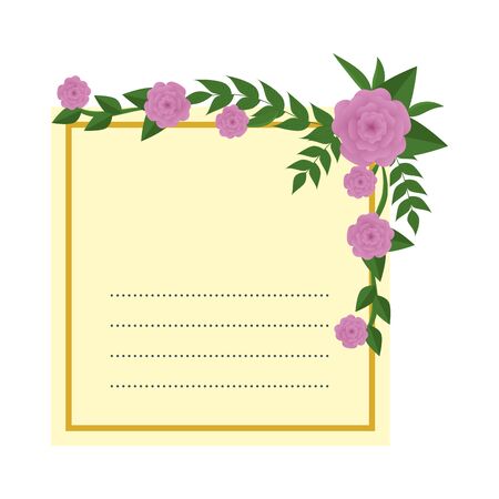 postcard with roses and leafs decoration vector illustration designのイラスト素材