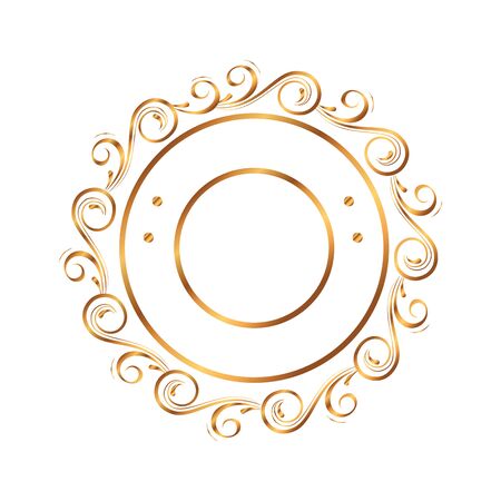 circular golden label victorian style vector illustration designのイラスト素材