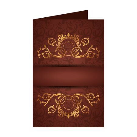 postcard with circular golden label victorian style vector illustration designのイラスト素材