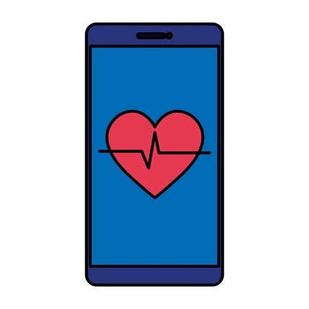 smartphone with heart cardio vector illustration designのイラスト素材