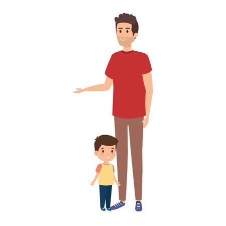 young father with son characters vector illustration designのイラスト素材