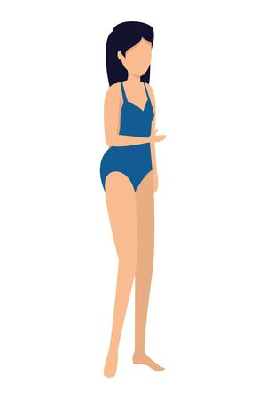 beautiful woman with swimsuit character vector illustration designのイラスト素材