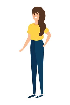 cute young woman avatar character vector illustration designのイラスト素材