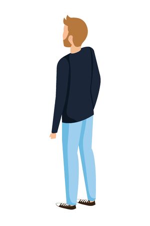 young man with beard back character vector illustration designのイラスト素材