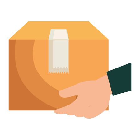 hands lifting box carton packing delivery service vector illustration designのイラスト素材
