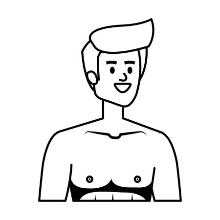 young man shirtless avatar character vector illustration designのイラスト素材