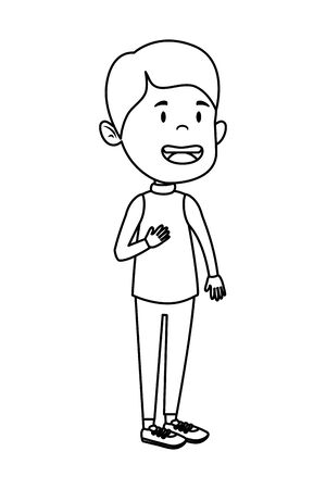 happy student boy comic character vector illustration designのイラスト素材