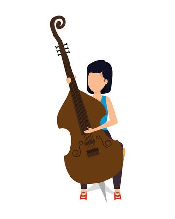 woman playing cello character vector illustration designのイラスト素材
