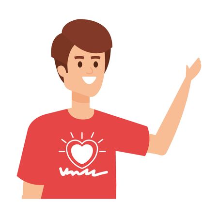 young man volunteer character vector illustration designのイラスト素材