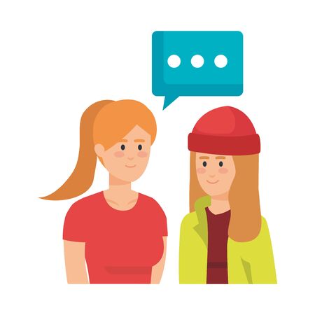 beautiful and young girls talking characters vector illustration designのイラスト素材
