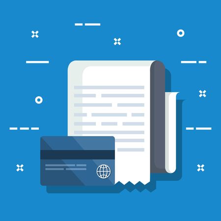 credit card with service invoice report vector illustrationのイラスト素材