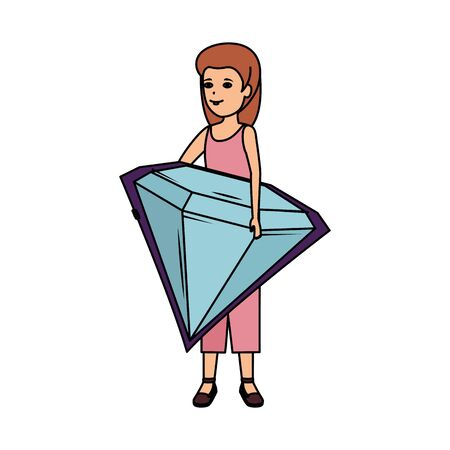 woman lifting diamond luxury vector illustration designのイラスト素材