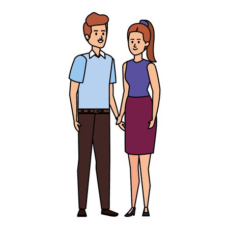 young couple avatars characters vector illustration designのイラスト素材
