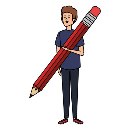 young teacher with pencil character vector illustration designのイラスト素材