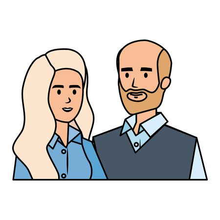business couple avatars characters vector illustration designのイラスト素材