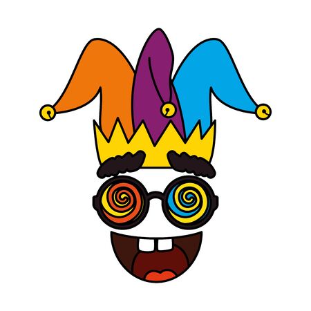 jester hat with glasses and smile fools day icon vector illustration designのイラスト素材