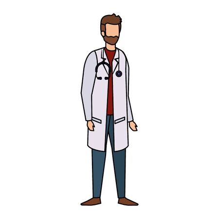 professional doctor with stethoscope character vector illustration designのイラスト素材