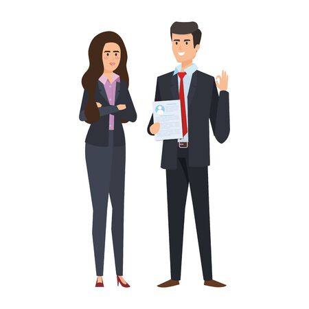 business couple with documents vector illustration designのイラスト素材