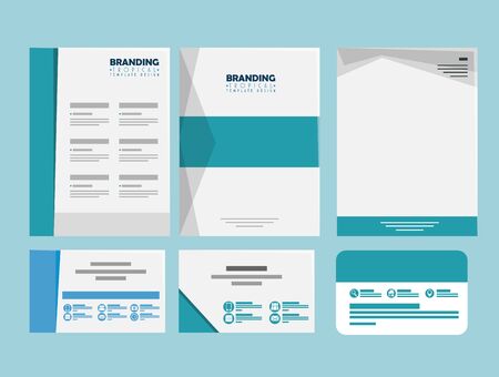 set of business papers documents and card style vector illustrationのイラスト素材