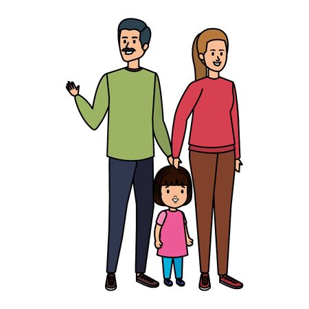 parents couple with daughter characters vector illustration designのイラスト素材