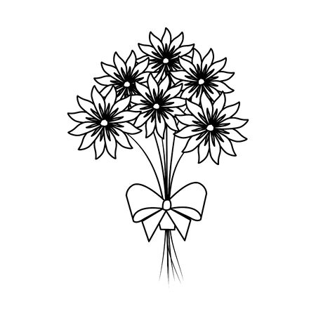 beutiful flowers bouquet with bowtie vector illustartion designのイラスト素材