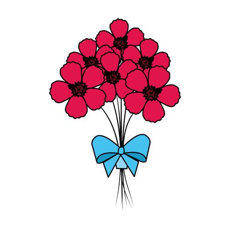 beutiful flowers bouquet with bowtie vector illustartion designのイラスト素材