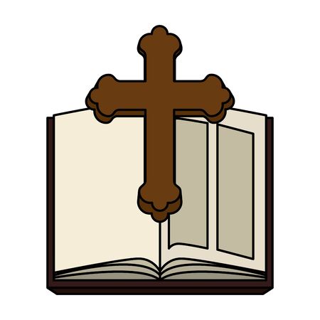 holy bible with wooden cross vector illustration designのイラスト素材